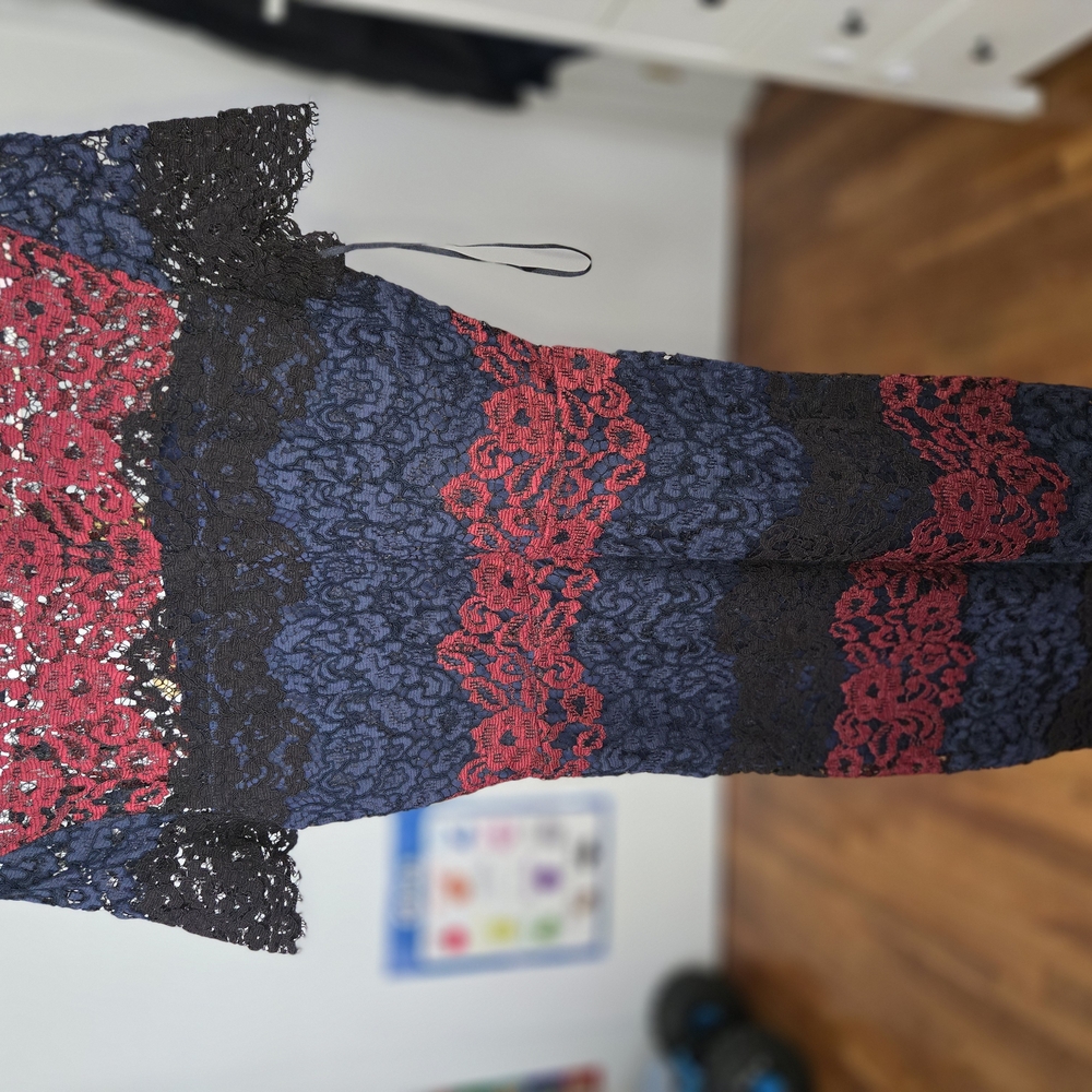 Express Navy and Black Lace Jumpsuit